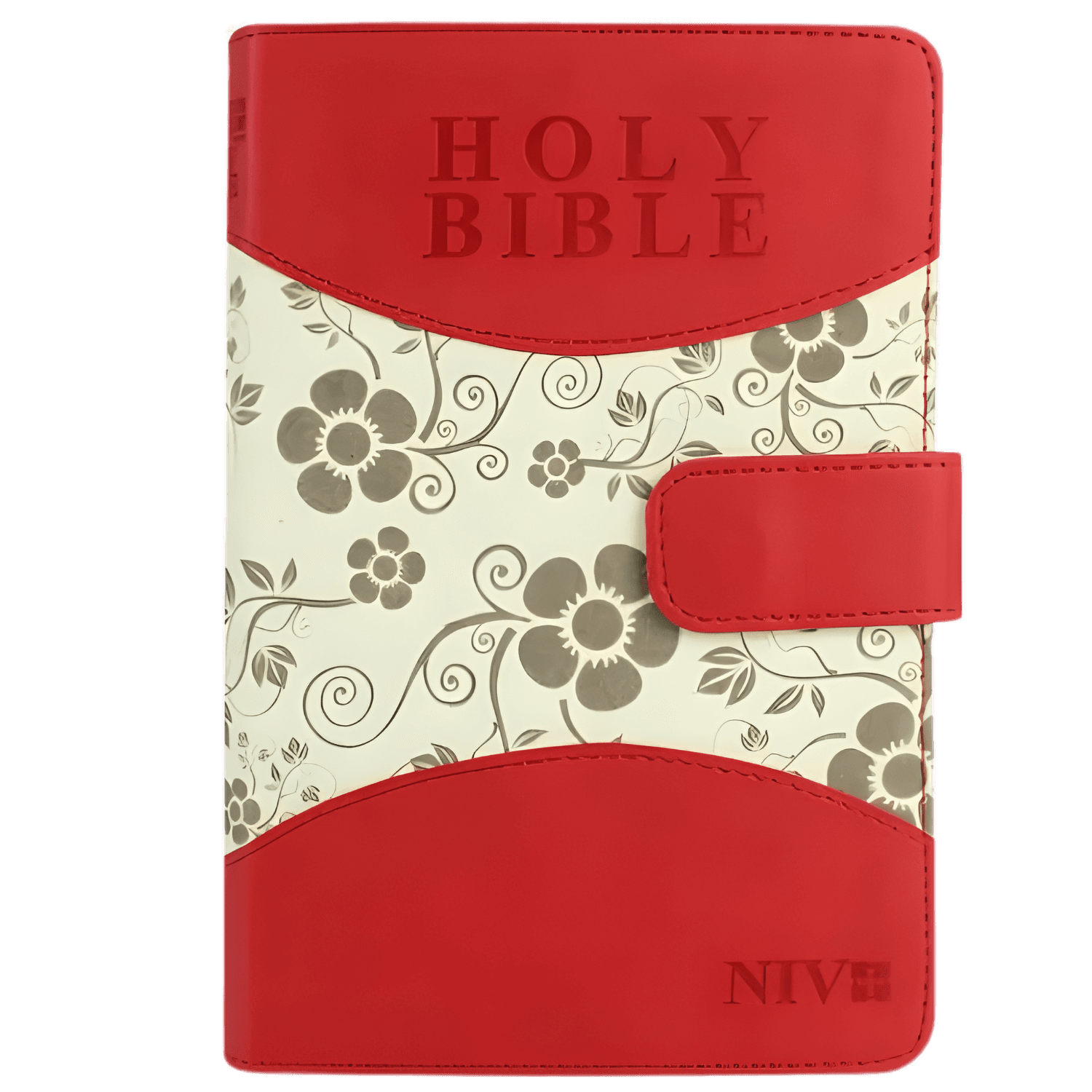 NIV Holy Bible, Midsize Floral Gilded, Red