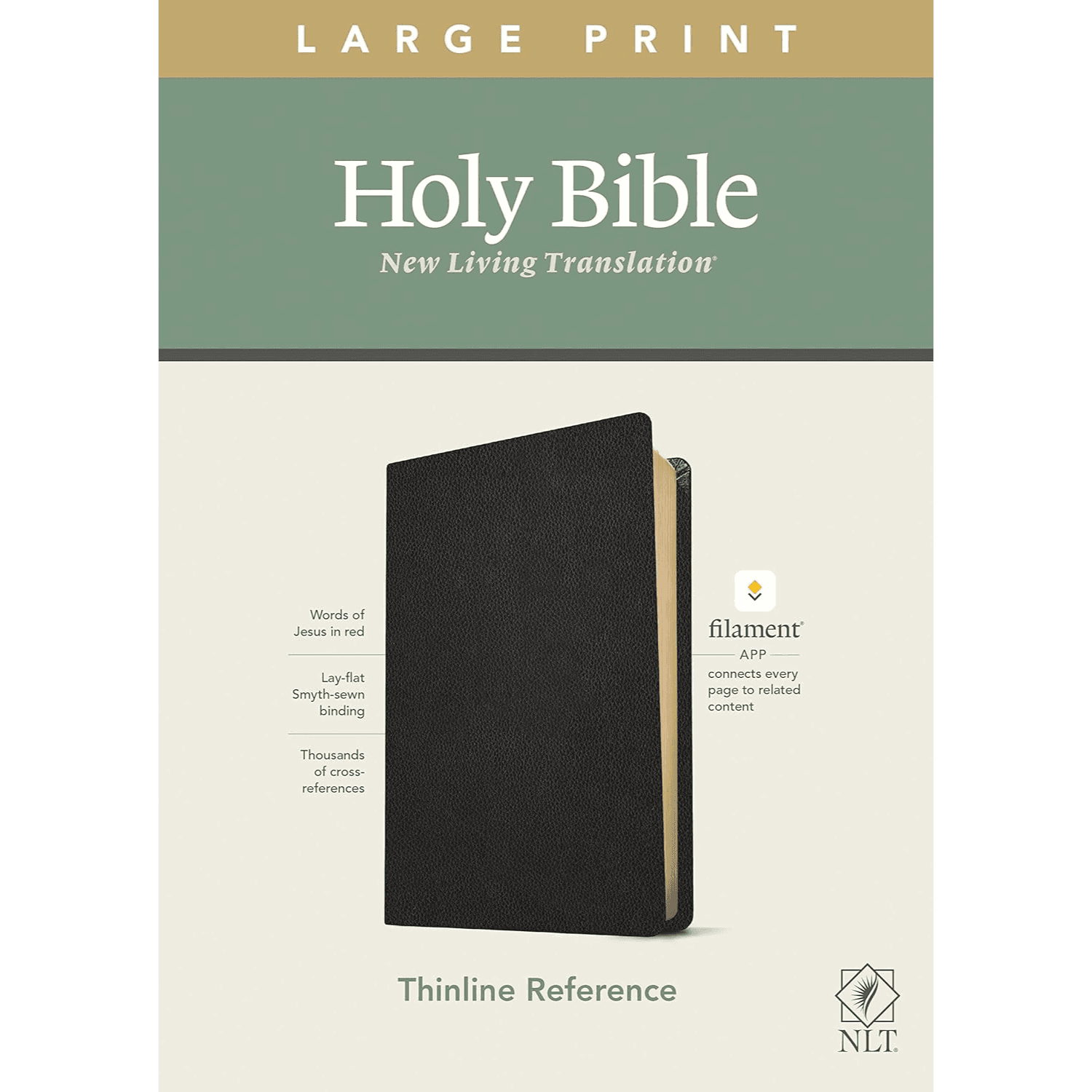 NLT Filament Large Print Thinline Reference, Genuine Leather, Black